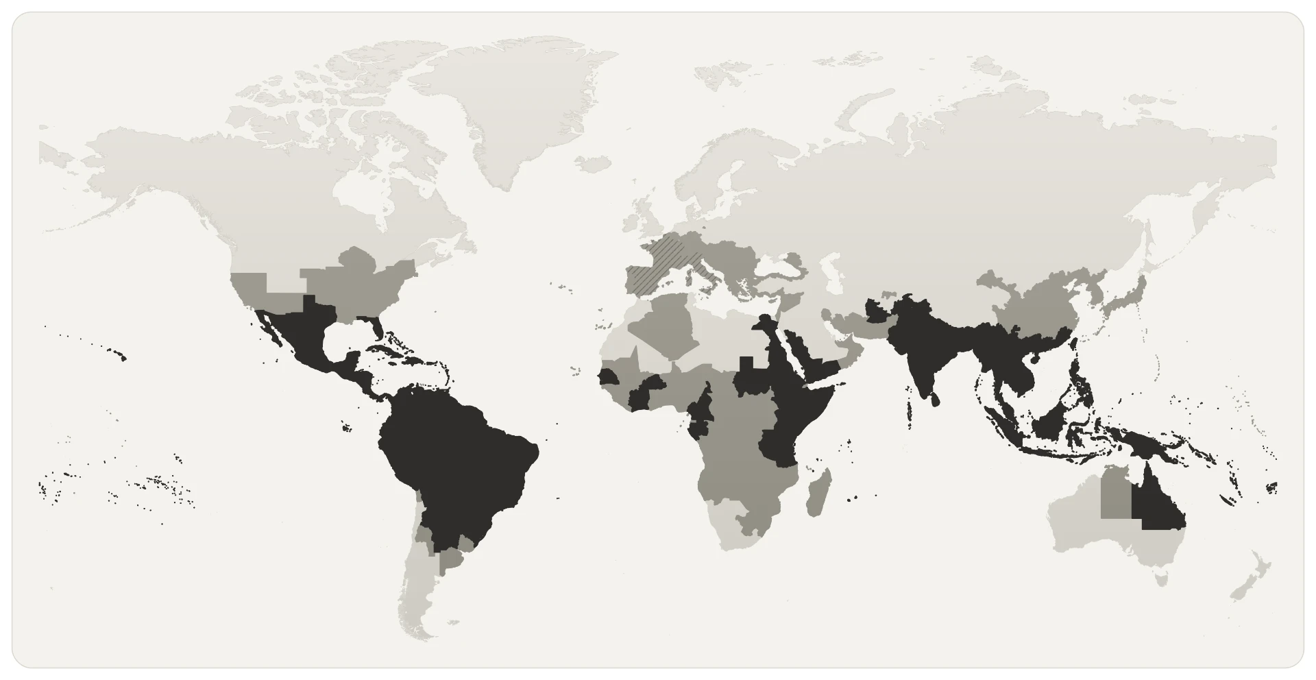 World map showing dengue transmission areas, the established range of Aedes aegypti and Aedes albopictus, and recurrent local transmission outside endemic zones